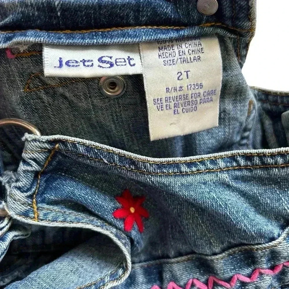 Vintage Jet Set - Embroidered Baby Girl Denim Overalls - Picture 8 of 9